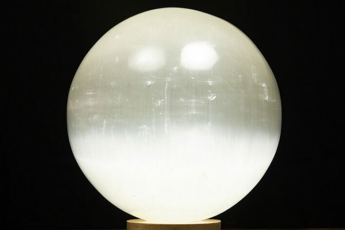 5" Large "Selenite" (Satin Spar) Spheres - With LED Light Stand - Photo 1